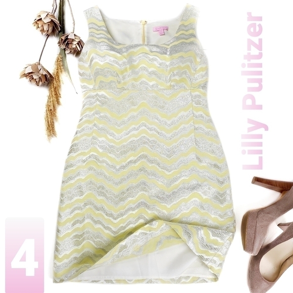 Lilly Pulitzer Dresses & Skirts - New Lilly Pulitzer Yellow Silver Stripe Dress 4